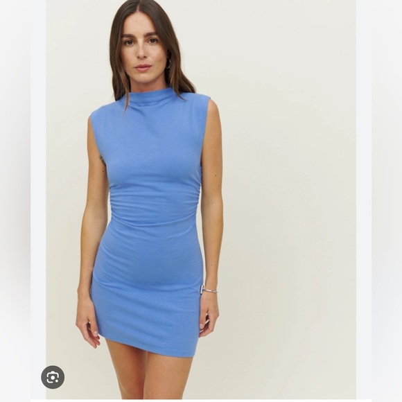 Reformation Dresses & Skirts - Reformation Alden Knit Organic Cotton Dress Mini High Mock Neck Ruched Medium